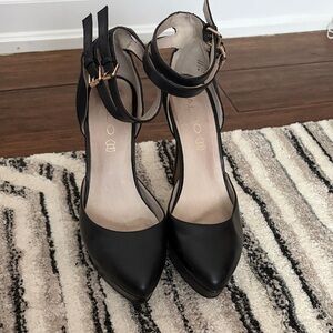 Aldo Black Ankle Strap Heels